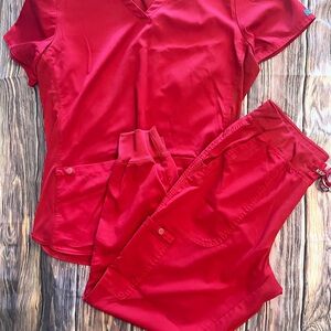 Med Couture Red Women's Scrub Set